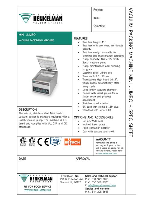 Certified Used Henkelman Mini Jumbo Vacuum Sealer Machine – Invacus Parts