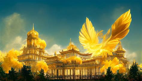 Premium AI Image | Golden palace with yellow flowers