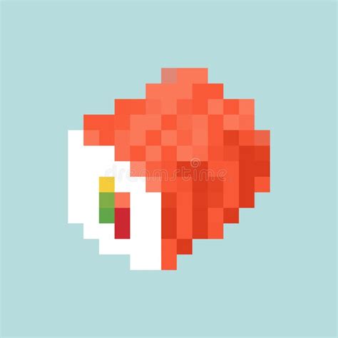 Sushi Rolls Pixel Art Isolated Bit Traditional Japanese Food Stock