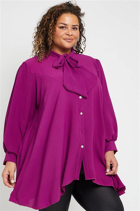 One Size Purple Pussy Bow Long Sleeved ToP Praslin Clothing
