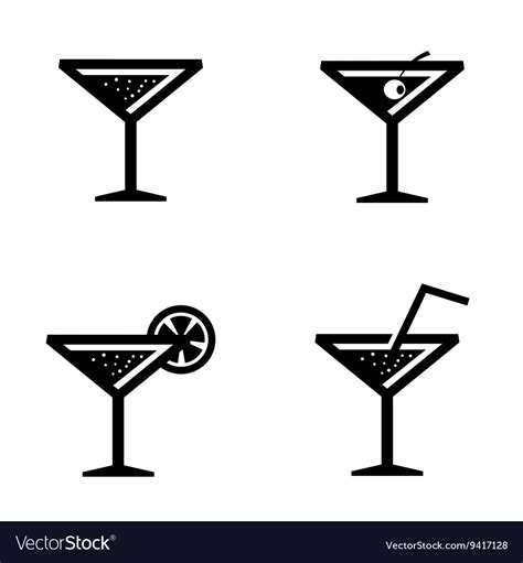 Black Cocktail Icons Set Royalty Free Vector Image