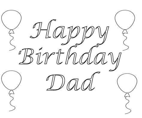 Birthday Card For Dad Coloring Page