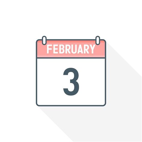 3rd February calendar icon. February 3 calendar Date Month icon vector illustrator 17188553 ...