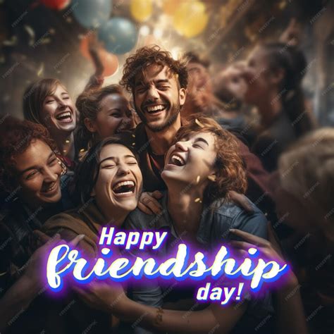 premium psd happy friendship day greeting card  group  young