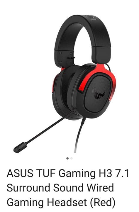 ASUS TUF Gaming H3 7 1 Surround Sound Wired Gaming Headset Red Audio