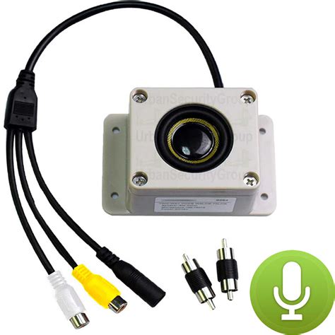 Speaker + Microphone Combo Device for RCA Connector CCTV Security Cameras : Outdoor Weatherproof ...