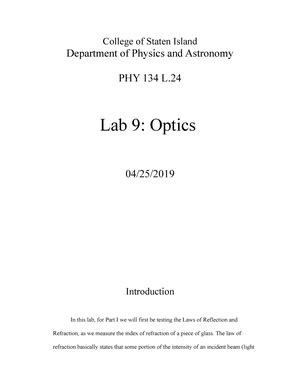 Equilibrium OF A Rigid BODY Lab Report PHY 121 CSI Studocu