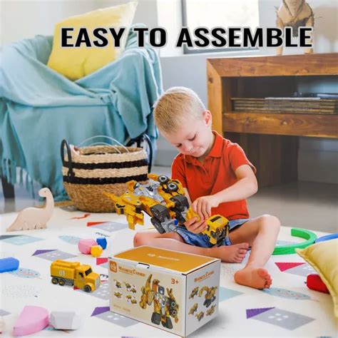 Dropship 5 In 1 Dinosaur Transforming Robot Toys Set; Magnetic Assemble ...