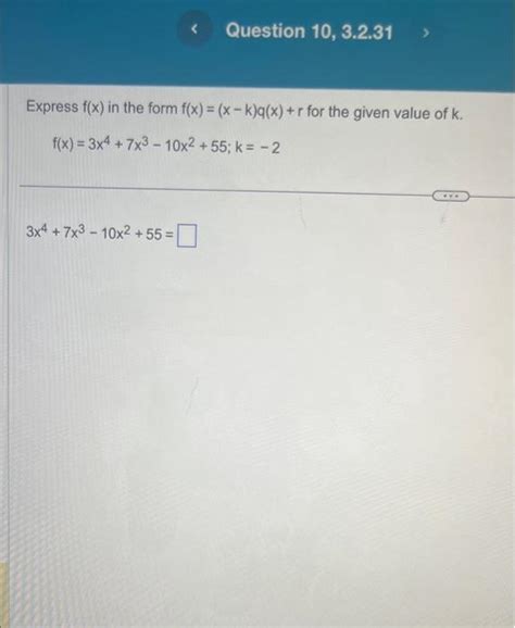 Solved Express Fx In The Form Fxx−kqxr For The