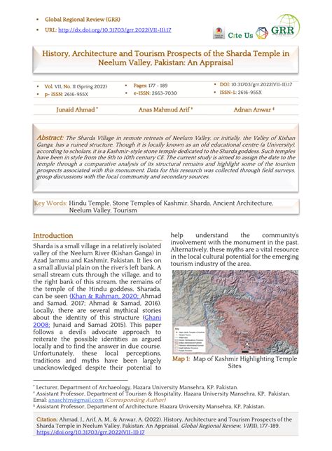 Pdf History Architecture And Tourism Prospects Of The Sharda Temple