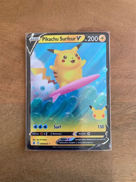 Carte Pokemon Pikachu Surfeur V Célébration 25 ans Pokemon Beebs