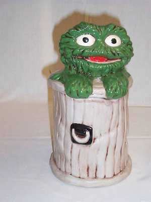 Ceramic Oscar the Grouch in Trash Can | #322795