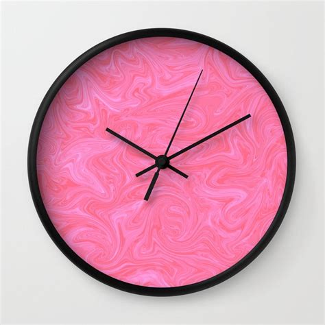 Hot Pink Liquid Marble Wall Clock By Newburyboutique Clock Wall Clock Wall Clock Modern