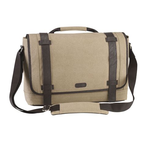 City Fusion 15.6" Canvas Laptop Messenger Bag - Beige