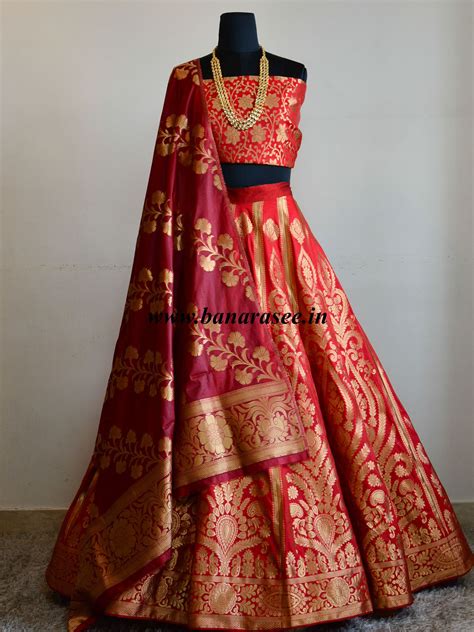 Banarasi Handwoven Semi Silk Unstitched Lehenga And Blouse Fabric With