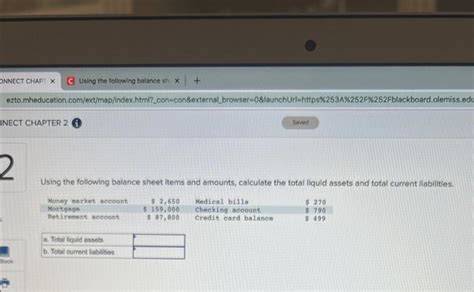 Solved Using The Following Balance Sheet Items And Amoun