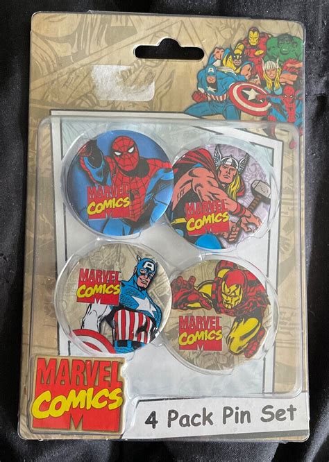 Marvel Avengers Rare Metal Pin Set Pack Thor Hulk Capt America Iron