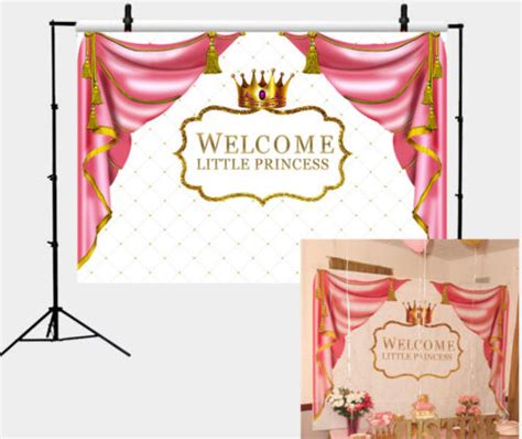 Pink Royal Princess Backdrop Backdrop Golden Crown Theme Birthday Party