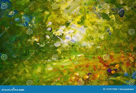 Impressionistic Garden Landscape Painting Sketch Stock Illustration