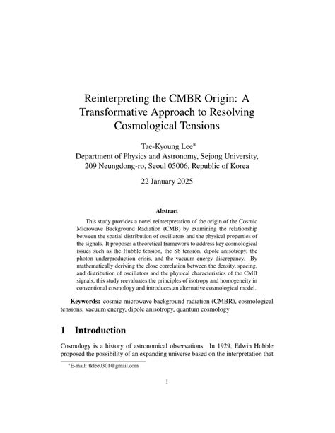 (PDF) Reinterpreting the CMBR Origin: A Transformative Approach to ...