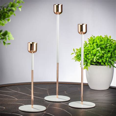 Подсвечник декоративный металл, 3 свечи, 19,24,29 см, золото с белым ...