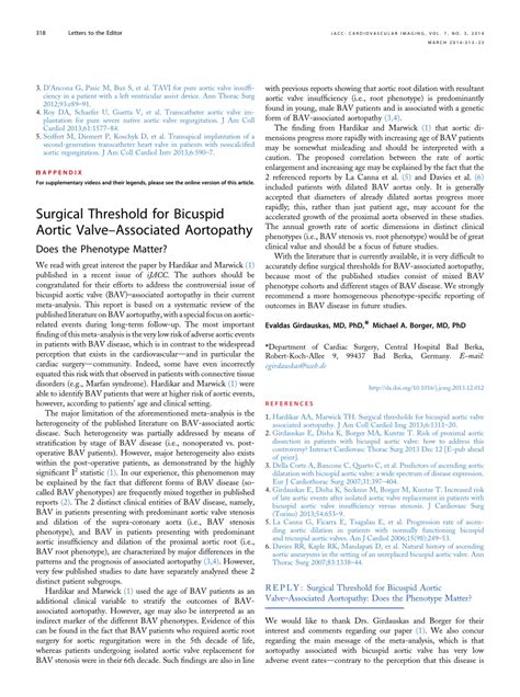 Pdf Surgical Threshold For Bicuspid Aortic Valve Associated Aortopathy Does The Phenotype Matter