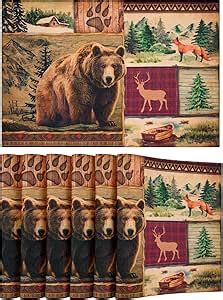 Amazon Aspmiz Pcs Placemats Rustic Lodge Bear Moose Deer