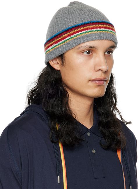 Paul Smith Gray Signature Stripe Beanie Paul Smith