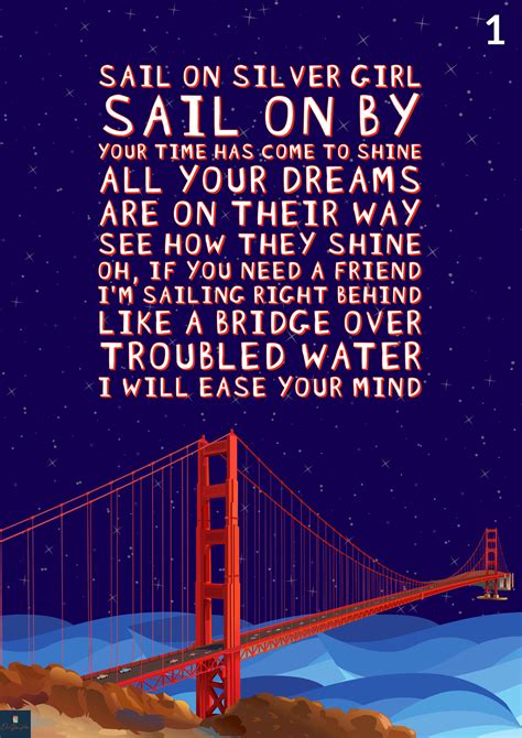 Bridge Over Troubled Water Lyrics Print Simon and Garfunkel | Etsy UK