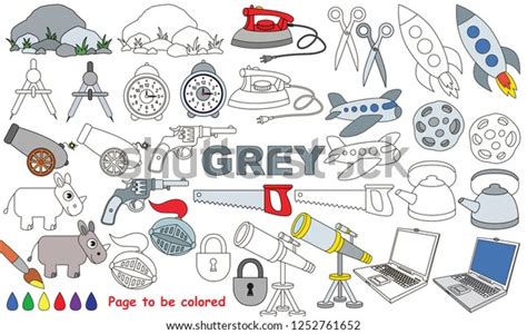 grey objects color elements set collection stock vector royalty