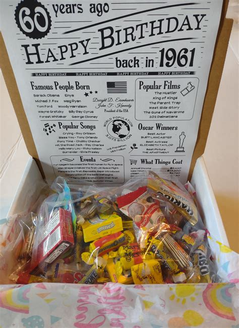 1961 60th Birthday Retro Candy T Box Filled With 50 Etsy