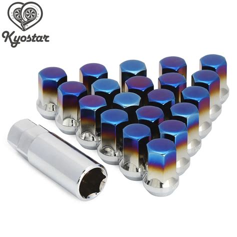 Car Stainless Steel Titanium Blue Wheel Lug Nuts Car M X Mm