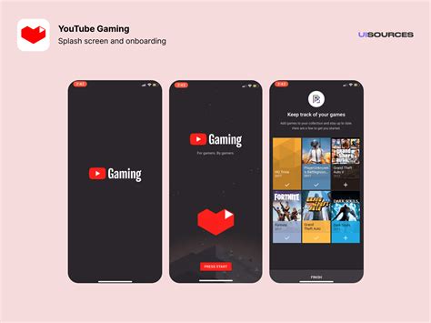 YouTube Gaming Onboarding Screenshots UI Sources