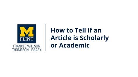 How To Tell If An Article Is Scholarly Or Academic Youtube