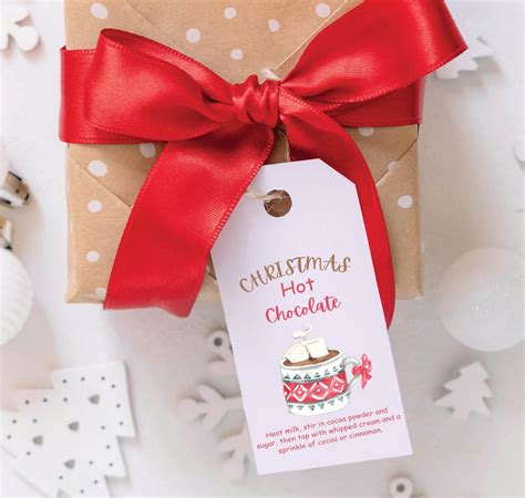 Christmas Hot Cocoa Gift Tag Printable Xma Party Favor Tags A Hot Cocoa Treat For Someone