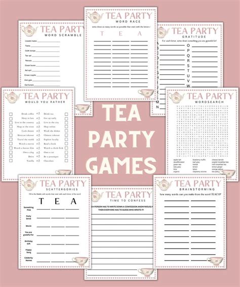 Tea Party Games Bundle Printable Tea Party Games Tea Party Favors ...