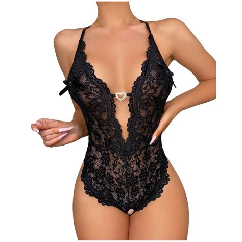 Ydkzymd Women S One Piece Sheer Lingerie Bodysuit Set Teddy Chemise