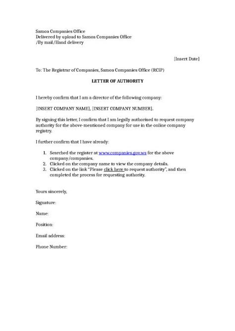 Authority Letter Format Word Request For Authority Letter