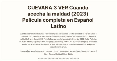 Cuevana 3 Ver Cuando Acecha La Maldad 2023 Película Completa En