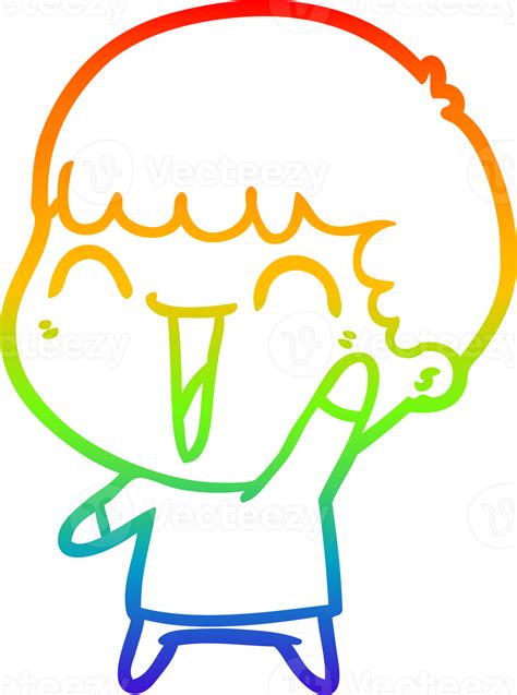 Rainbow Gradient Line Drawing Cartoon Happy Man 45292203 Png