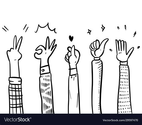 Applause Thumbs Up Korean Hand Gestures Royalty Free Vector