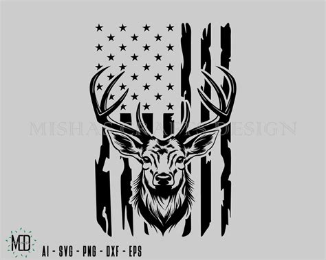 Deer Head US Flag 2 Svg Svg Png Cricut Dxf Clipart For Etsy