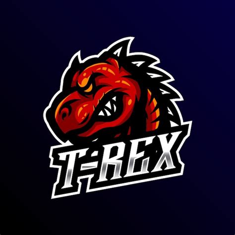 T Rex Mascote Logotipo Esport Gaming Vetor Premium