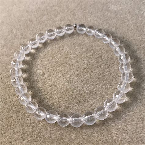 Clear Quartz Bracelet Mm Faceted Beaded Gemstone Stretch Etsy