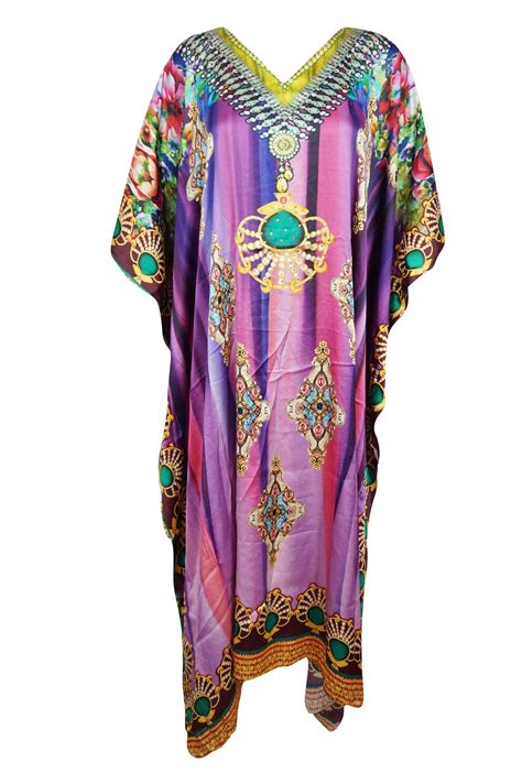 Womans Bohemian Kaftan Dress Pink Caftan Kimono Resort L Xl Colorful