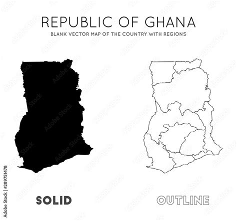 Ghana Map Blank Vector Map Of The Country With Regions Borders Of Ghana For Your Infographic