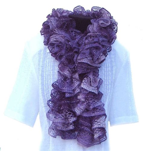 Ruffle Scarf Handmade Knitted Red Heart Sashay Yarn Conga Boogie