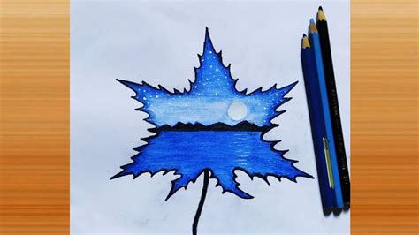 Pencil Color Drawing Inside Maple Leaf Pencil Colour Scenery Drawing