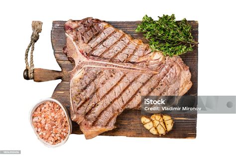 Bbq Roast T Bone Atau Daging Sapi Porterhouse Steak Di Papan Kayu