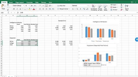 Custom Error Bar Standard Error Bar Tutorial Excel 2016 Mac Youtube